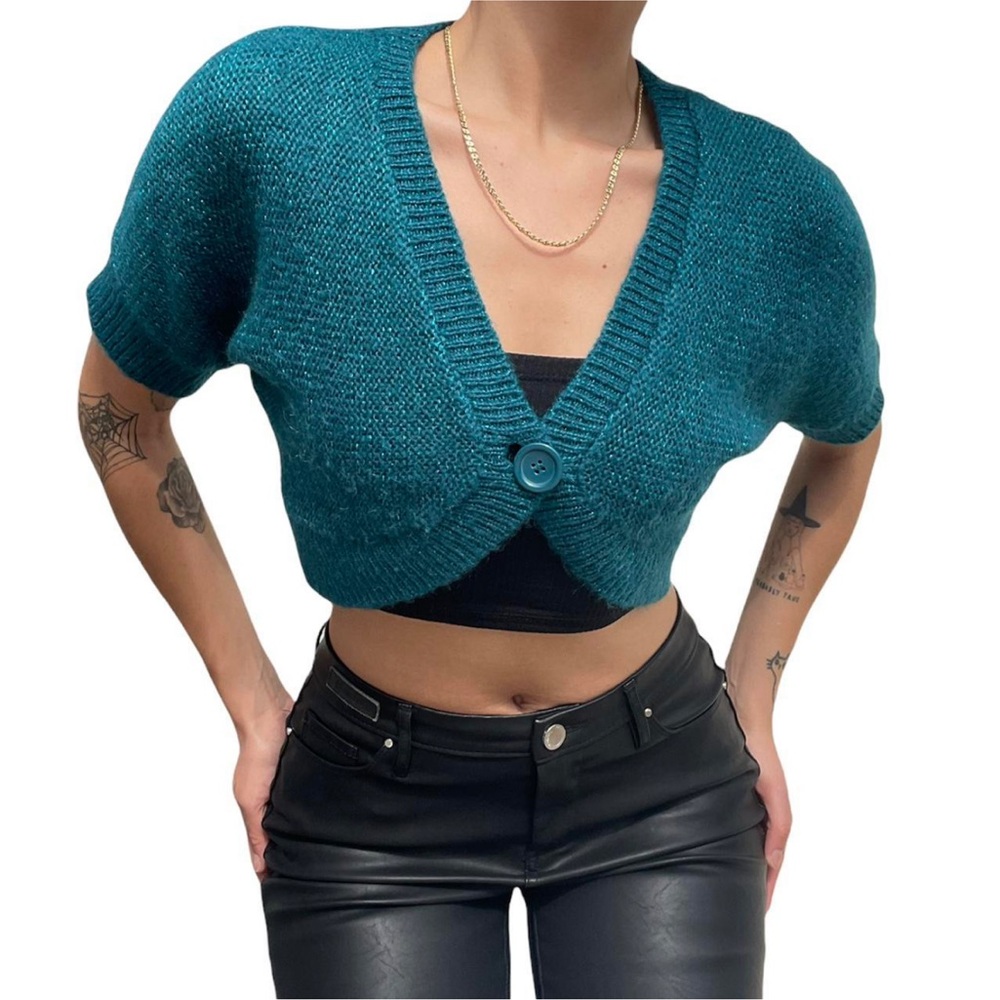 H&M Teal Cropped Cardigan/shrug/bolero